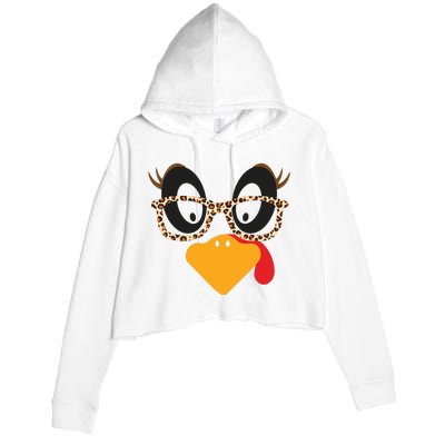 Turkey Face Glasses Turkey Thanksgiving Crop Fleece Hoodie