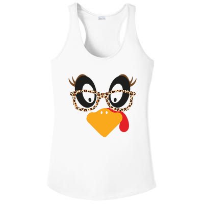 Turkey Face Glasses Turkey Thanksgiving Ladies PosiCharge Competitor Racerback Tank