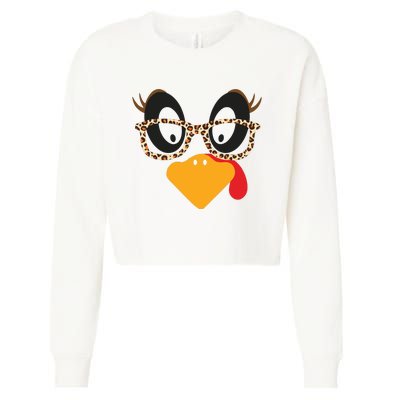 Turkey Face Glasses Turkey Thanksgiving Cropped Pullover Crew