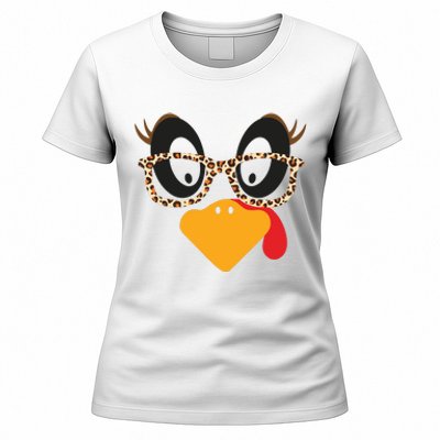 Turkey Face Glasses Turkey Thanksgiving Women's T-Shirt