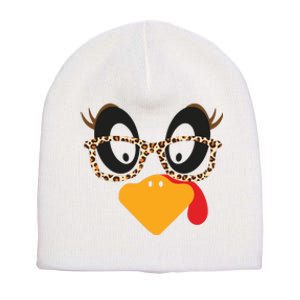 Turkey Face Glasses Turkey Thanksgiving Short Acrylic Beanie