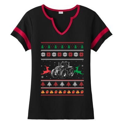 Tractor Farming Holiday Clothes Funny Farmer Ugly Christmas Great Gift Ladies Halftime Notch Neck Tee