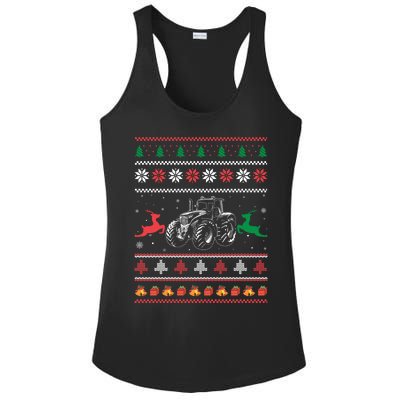 Tractor Farming Holiday Clothes Funny Farmer Ugly Christmas Great Gift Ladies PosiCharge Competitor Racerback Tank