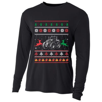 Tractor Farming Holiday Clothes Funny Farmer Ugly Christmas Great Gift Cooling Performance Long Sleeve Crew