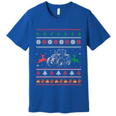 Tractor Farming Holiday Clothes Funny Farmer Ugly Christmas Great Gift Premium T-Shirt