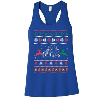 Tractor Farming Holiday Clothes Funny Farmer Ugly Christmas Great Gift Women's Racerback Tank