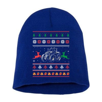 Tractor Farming Holiday Clothes Funny Farmer Ugly Christmas Great Gift Short Acrylic Beanie
