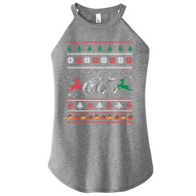 Tractor Farming Holiday Clothes Funny Farmer Ugly Christmas Great Gift Women's Perfect Tri Rocker Tank