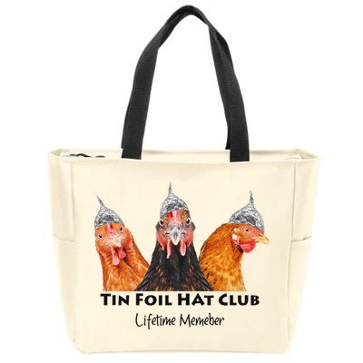 Tin Foil Hat Club Member Chickens Funny Conspiracy Theorist Zip Tote Bag