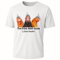 Tin Foil Hat Club Member Chickens Funny Conspiracy Theorist Cooling Performance Crew T-Shirt