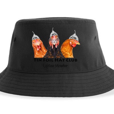 Tin Foil Hat Club Member Chickens Funny Conspiracy Theorist Sustainable Bucket Hat