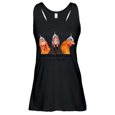 Tin Foil Hat Club Member Chickens Funny Conspiracy Theorist Ladies Essential Flowy Tank