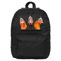 Tin Foil Hat Club Member Chickens Funny Conspiracy Theorist 16 in Basic Backpack