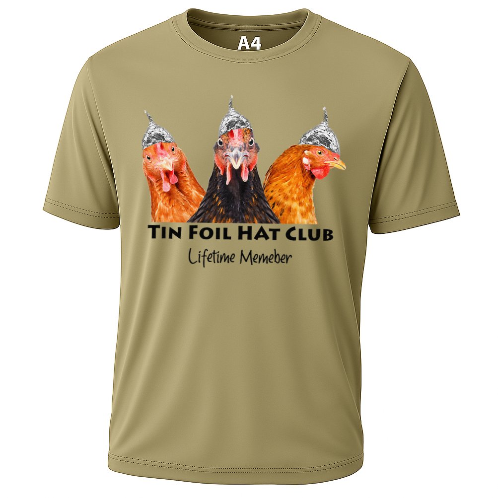 Tin Foil Hat Club Member Chickens Funny Conspiracy Theorist Performance Shirt