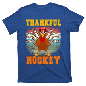 Thankful For Hockey Funny Turkey Ice Hockey Thanksgiving Great Gift T-Shirt