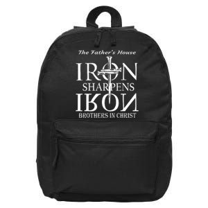 The Fathers House Iron Sharpens Iron Brothers In Christ 16 in Basic Backpack