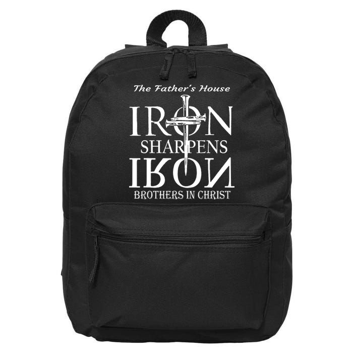 The Fathers House Iron Sharpens Iron Brothers In Christ 16 in Basic Backpack