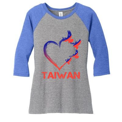 Taiwan Flag Heart Vintage Taiwanese Lovers Taiwan Cute Gift Women's Tri-Blend 3/4-Sleeve Raglan Shirt