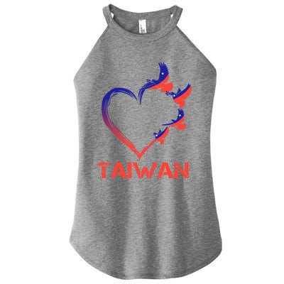 Taiwan Flag Heart Vintage Taiwanese Lovers Taiwan Cute Gift Women’s Perfect Tri Rocker Tank