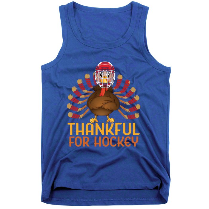 Thankful For Hockey Thanksgiving Dabbing Turkey Gift Tank Top