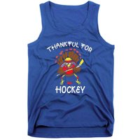 Thankful For Hockey Thanksgiving Funny Turkey Playing Hockey Tank Top