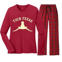 Tuck Fexas Horns Down Texas Women's Long Sleeve Flannel Pajama Set 