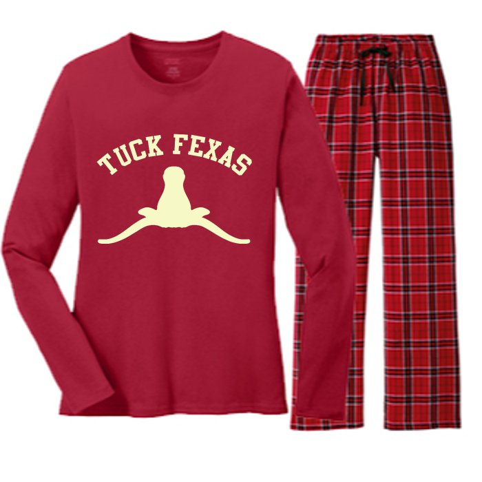 Tuck Fexas Horns Down Texas Women's Long Sleeve Flannel Pajama Set 