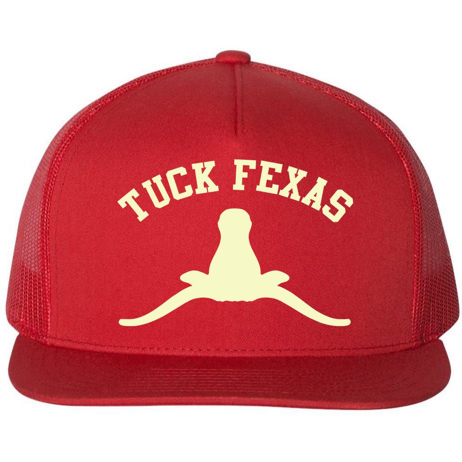 Tuck Fexas Horns Down Texas Flat Bill Trucker Hat