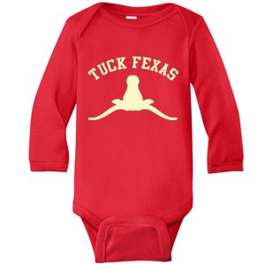 Tuck Fexas Horns Down Texas Baby Long Sleeve Bodysuit