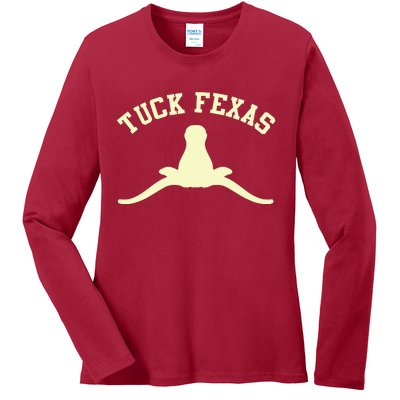 Tuck Fexas Horns Down Texas Ladies Long Sleeve Shirt