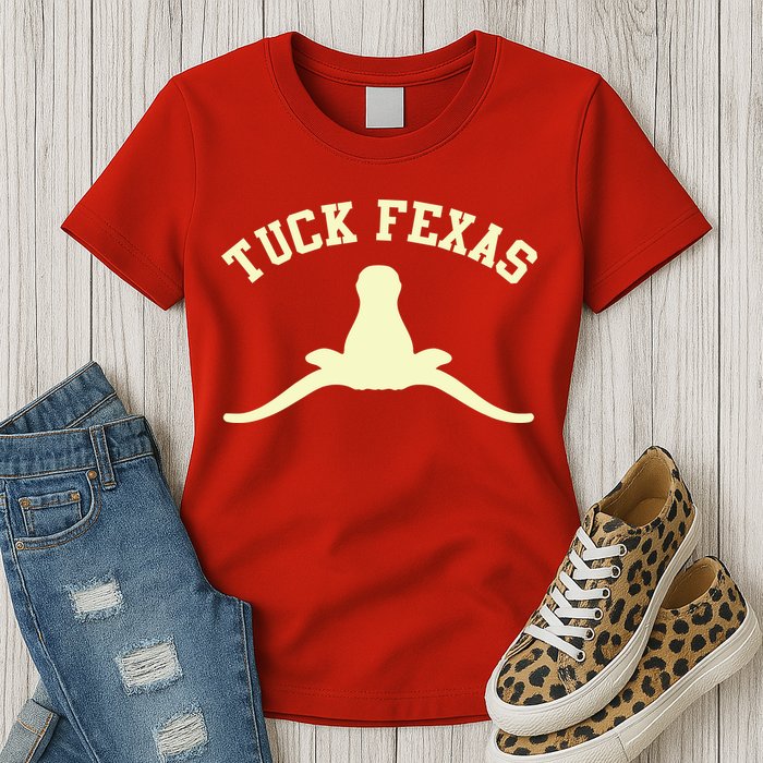 Tuck Fexas Horns Down Texas Womens T-Shirt