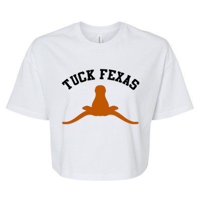 Tuck Fexas Horns Down Texas Bella+Canvas Jersey Crop Tee