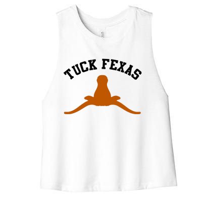 Tuck Fexas Horns Down Texas Women's Racerback Cropped Tank