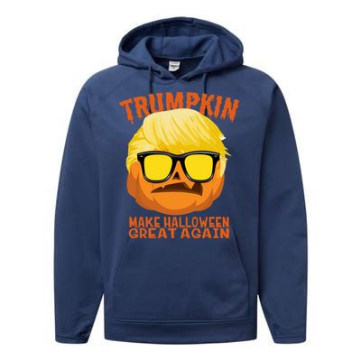 Trumpkin Funny Halloween Make Halloween Great Again Gift Performance Fleece Hoodie