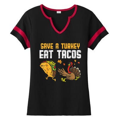 Turkey Fiesta Hilarious Thanksgiving Day Celebration Ladies Halftime Notch Neck Tee