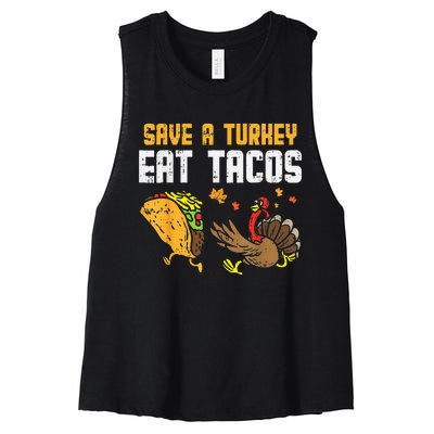 Turkey Fiesta Hilarious Thanksgiving Day Celebration Women's Racerback Cropped Tank