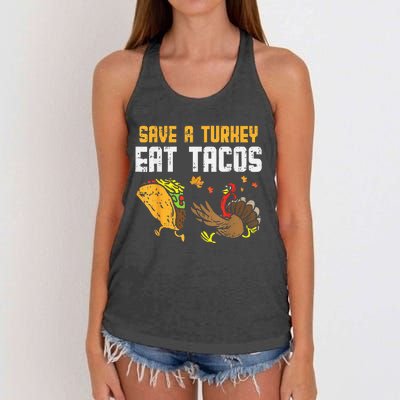 Turkey Fiesta Hilarious Thanksgiving Day Celebration Women's Knotted Racerback Tank