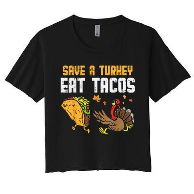 Turkey Fiesta Hilarious Thanksgiving Day Celebration Women's Crop Top Tee