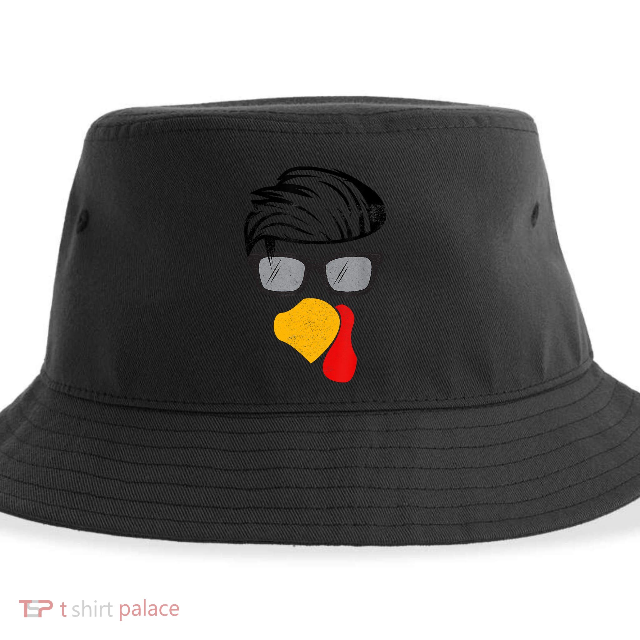 Thanksgiving Funny Handsom Turkey Face, Sunglass For Thanksgiving Party Sustainable Bucket Hat