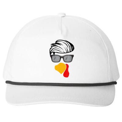 Thanksgiving Funny Handsom Turkey Face, Sunglass For Thanksgiving Party Snapback Five-Panel Rope Hat