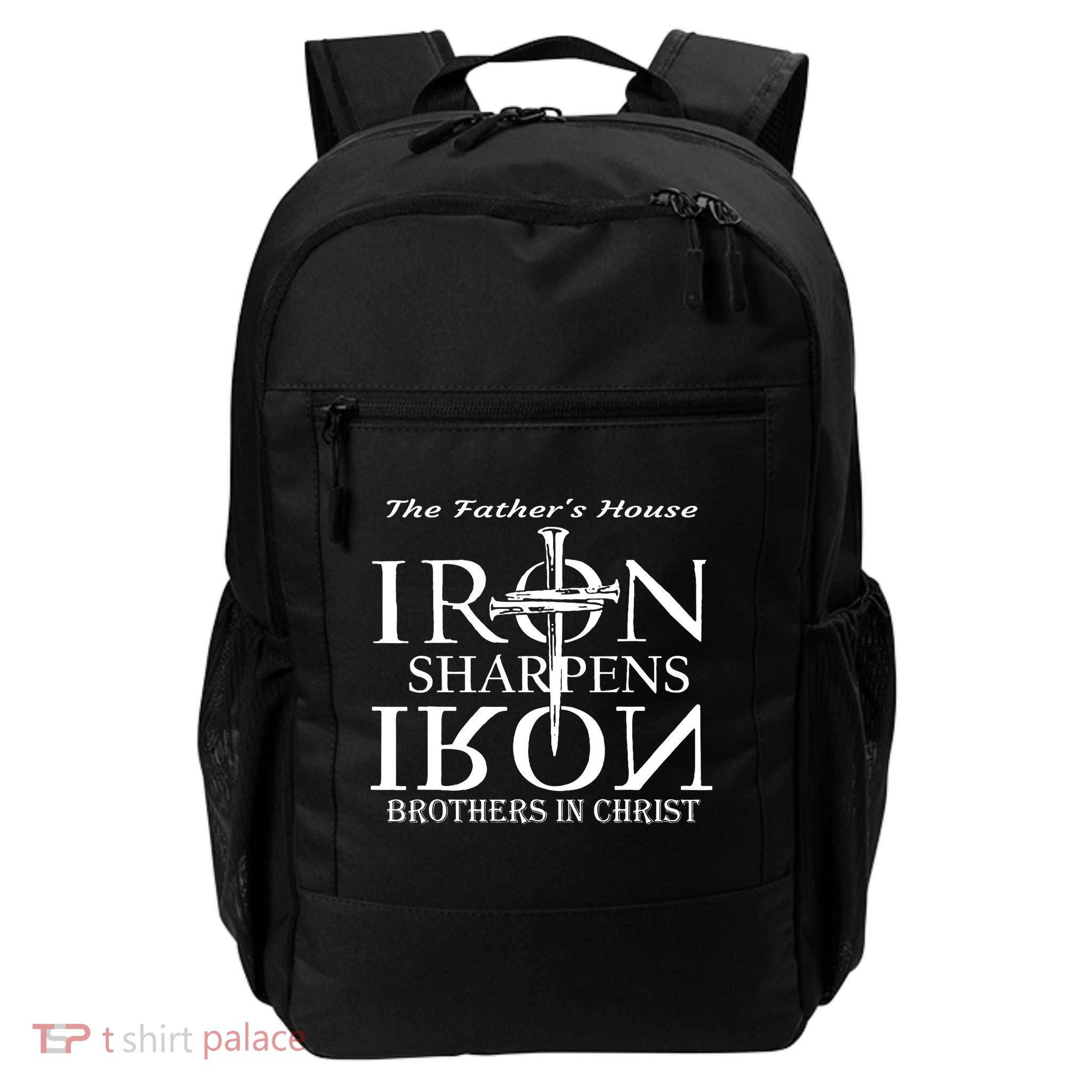 The Father's House Iron Sharpens Iron Brother In Christ Backpack