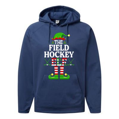 The Field Hockey Elf Cute Gift Funny Christmas Family Matching Great Gift Performance Fleece Hoodie