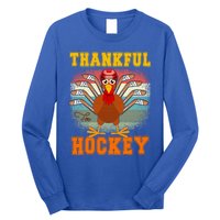 Thankful For Hockey Funny Turkey Ice Hockey Thanksgiving Gift Long Sleeve Shirt