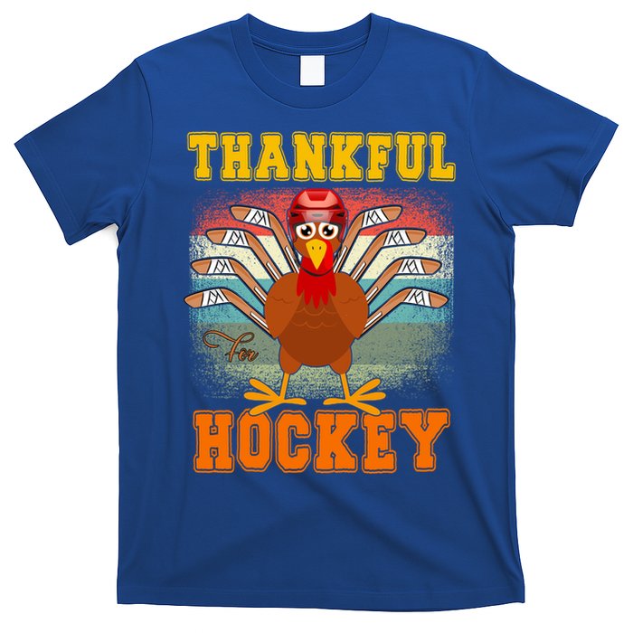 Thankful For Hockey Funny Turkey Ice Hockey Thanksgiving Gift T-Shirt