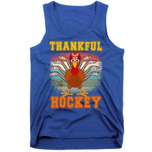 Thankful For Hockey Funny Turkey Ice Hockey Thanksgiving Gift Tank Top