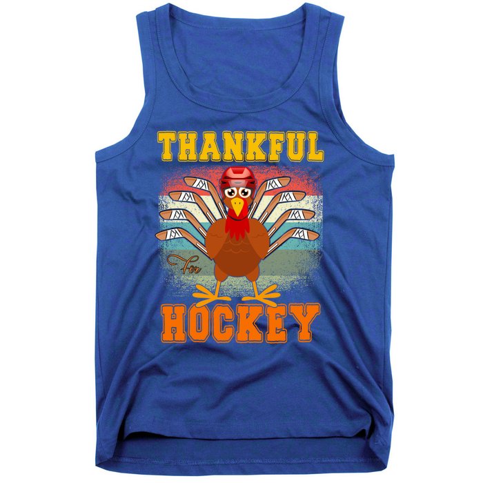 Thankful For Hockey Funny Turkey Ice Hockey Thanksgiving Gift Tank Top