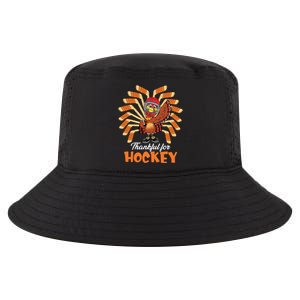 Thankful For Hockey Funny Turkey Thanksgiving Hockey Lover Cute Gift Cool Comfort Performance Bucket Hat