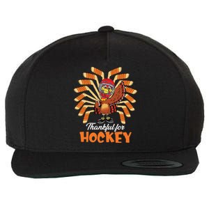 Thankful For Hockey Funny Turkey Thanksgiving Hockey Lover Cute Gift Wool Snapback Cap