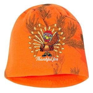 Thankful For Hockey Funny Turkey Thanksgiving Hockey Lover Cute Gift Kati - Camo Knit Beanie