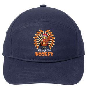 Thankful For Hockey Funny Turkey Thanksgiving Hockey Lover Cute Gift 7-Panel Snapback Hat